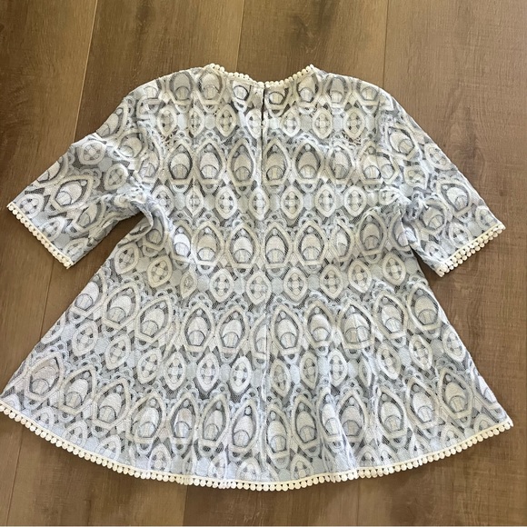 HD in Paris Anthropologie Blue Sheer Lace Top SZ XS A-Line Fairy Whimsical 34” - Picture 3 of 13